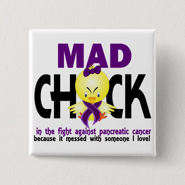 Mad Chick In The Fight Pancreatic Cancer 15 Cm Square Badge (Front)