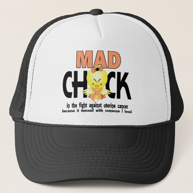 Mad Chick In The Fight Uterine Cancer Trucker Hat (Front)