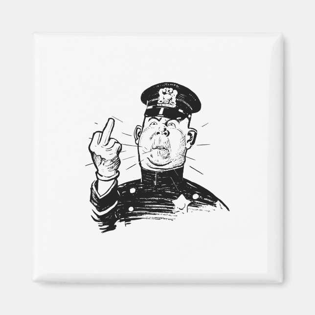Mad Cop Flipping the Bird Magnet (Front)