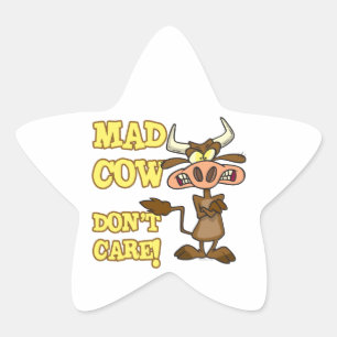 MAD COW DONT CARE FUNNY ANIMAL HUMOR STAR STICKER