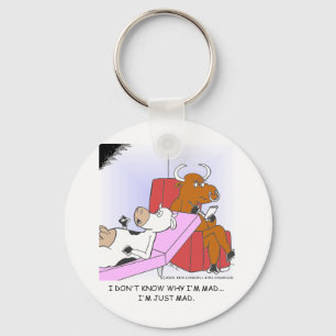 Mad Cow In Therapy Funny Gifts & Collectibles Key Ring
