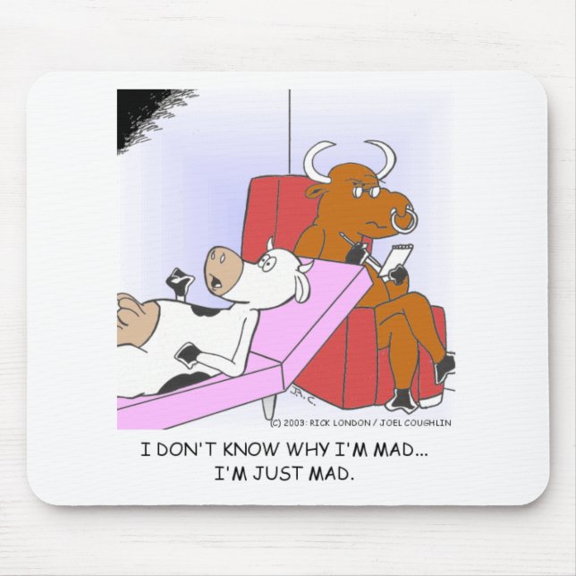 Mad Cow In Therapy Funny Gifts & Collectibles Mouse Mat (Front)