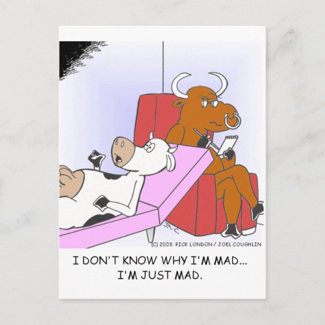 Mad Cow In Therapy Funny Gifts & Collectibles Postcard (Front)