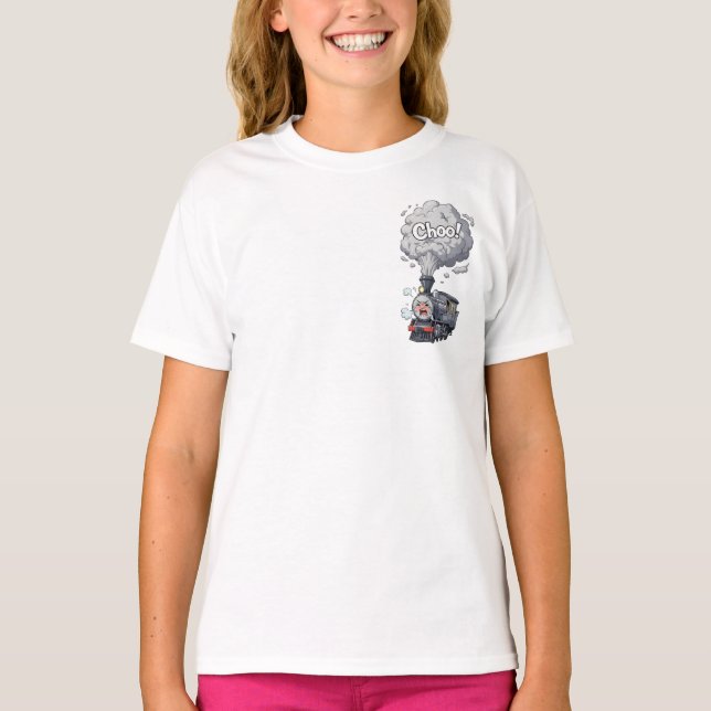 Mad Grumpy Steam Engine Choo Choo Kids T-Shirt (Front)