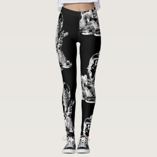 Mad Hatter Alice Black Leggings