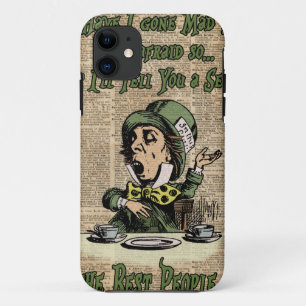 Mad Hatter,Alice In Wonderland,Quote Vintage Art iPhone 11 Case