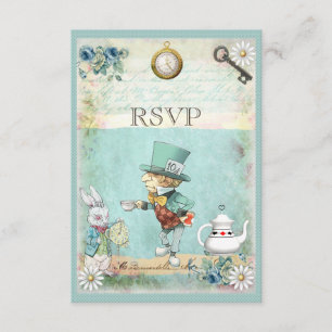 Mad Hatter Alice in Wonderland RSVP Card