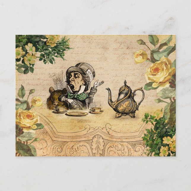 Mad Hatter Alice in Wonderland Vintage Postcard (Front)