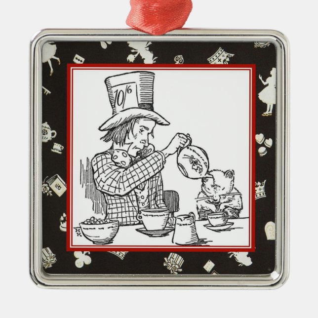 Mad Hatter and Dormouse Metal Tree Decoration (Front)