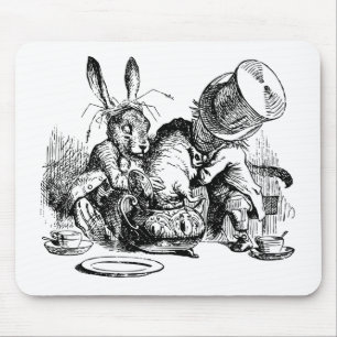 Mad Hatter and March Hare dunking the Dormouse Mouse Mat