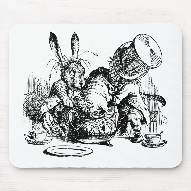 Mad Hatter and March Hare dunking the Dormouse Mouse Mat (Front)