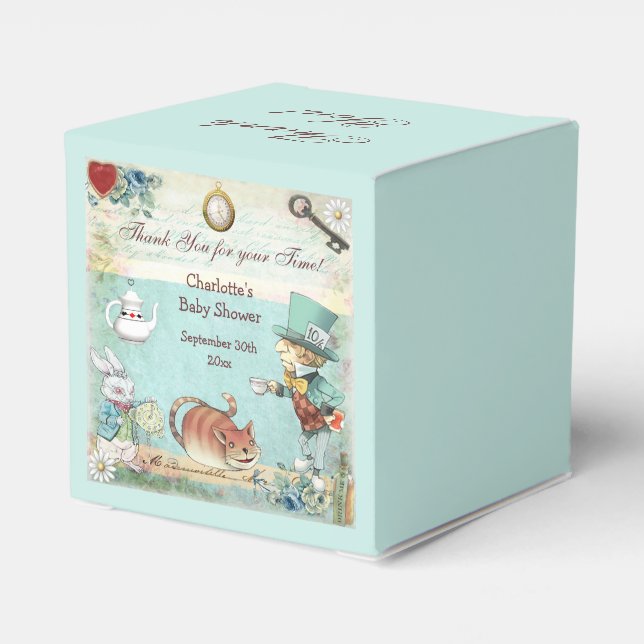Mad Hatter Baby Shower Thank You Favour Box (Back Side)