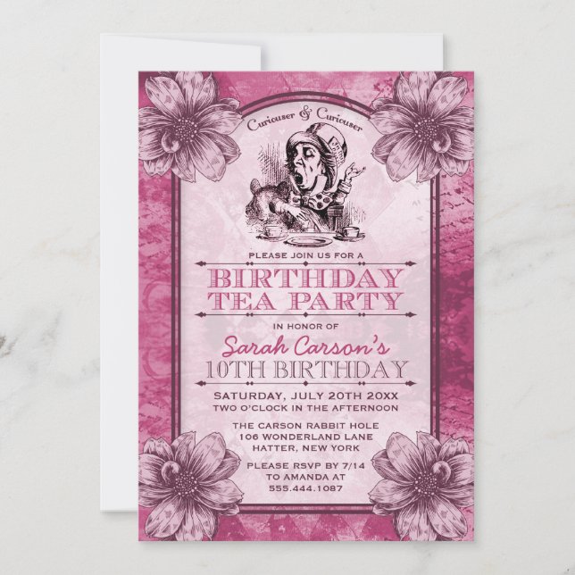 Mad Hatter Birthday Tea Party Invitations (Front)