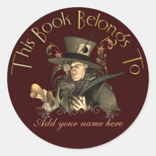 Mad Hatter Bookplate Sticker