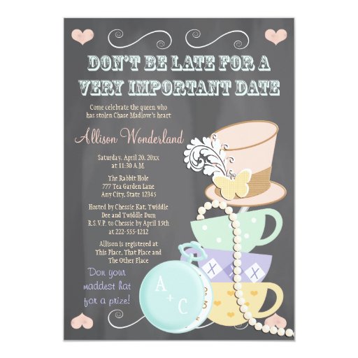 Mad Hatter Bridal Shower Invitations 1