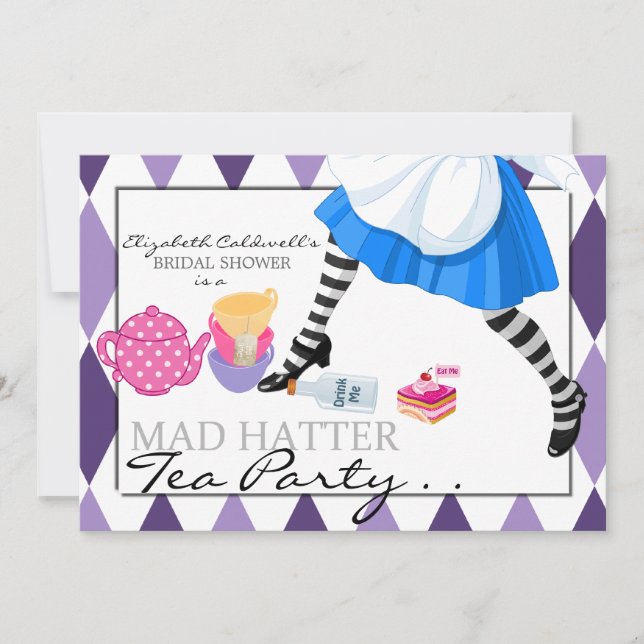 Mad Hatter Bridal Shower Tea Party Invitation (Front)