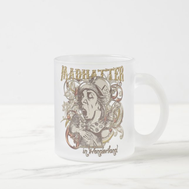 Mad Hatter Carnivale Style (Gold Version) Frosted Glass Coffee Mug (Right)