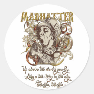 Mad Hatter Carnivale Style (with poem) Classic Round Sticker