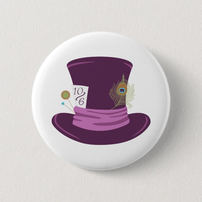 Mad Hatter Hat 6 Cm Round Badge (Front)
