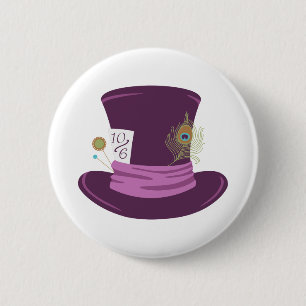 Mad Hatter Hat 6 Cm Round Badge