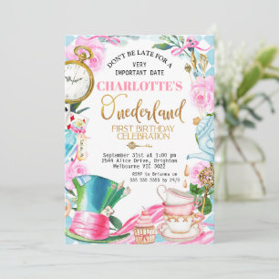Mad Hatter Hat Alice In Onederland 1st Birthday  Invitation