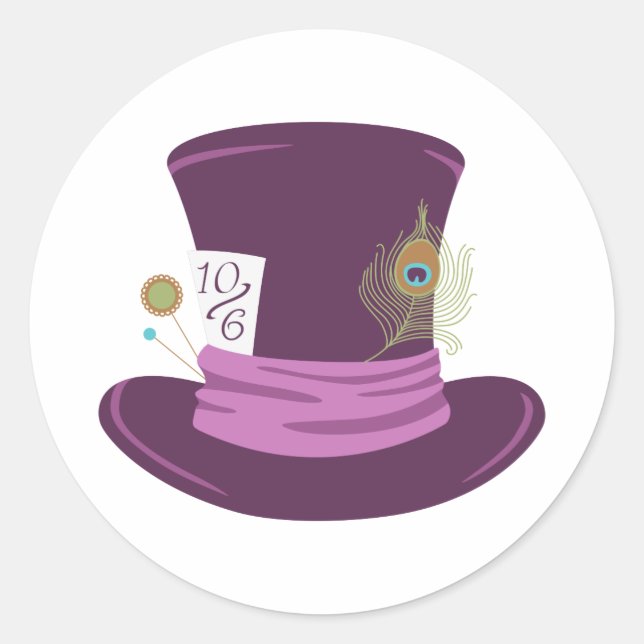 Mad Hatter Hat Classic Round Sticker (Front)