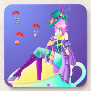 Mad Hatter in Tea cup - Wonderland  Coaster