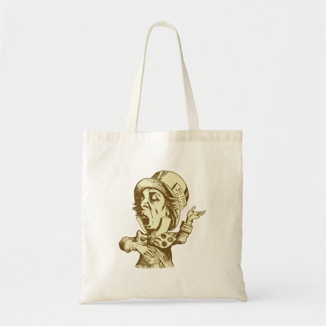Mad Hatter Inked Sepia Tote Bag (Front)