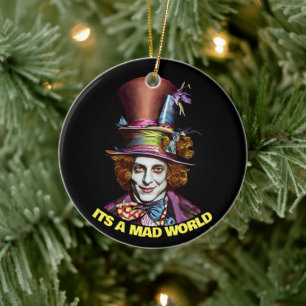 mad hatter man its a mad world fantasy art ceramic tree decoration