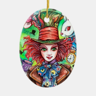 Mad Hatter & Rabbit Ceramic Tree Decoration