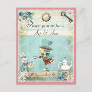 Mad Hatter Sip & See Baby Shower for Girls Invitation