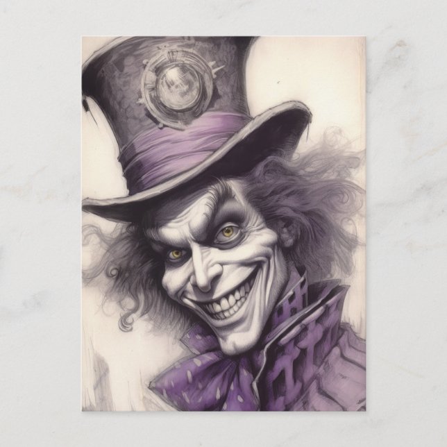 Mad Hatter, Sketch Art Postcard (Front)