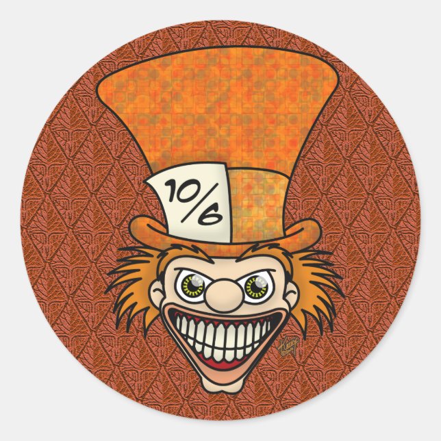 Mad Hatter Stickers Orange BG (Front)