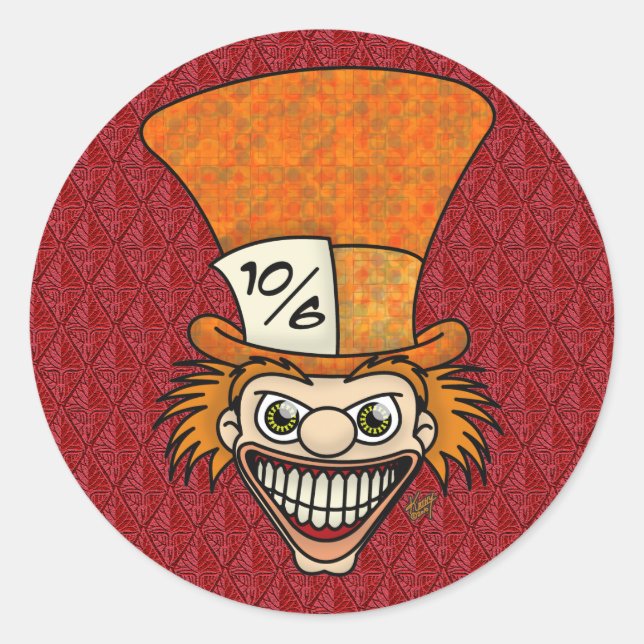 Mad Hatter Stickers Red BG (Front)