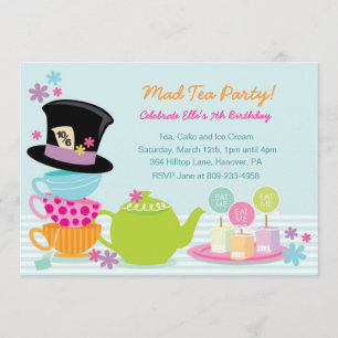 Mad Hatter Tea Birthday Party Invitations