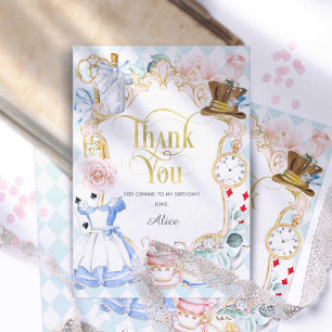 Mad hatter, Tea party, 1st birthday, thank you Card