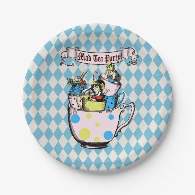 Mad Hatter Tea Party Alice in Wonderland Paper Plate (Front)