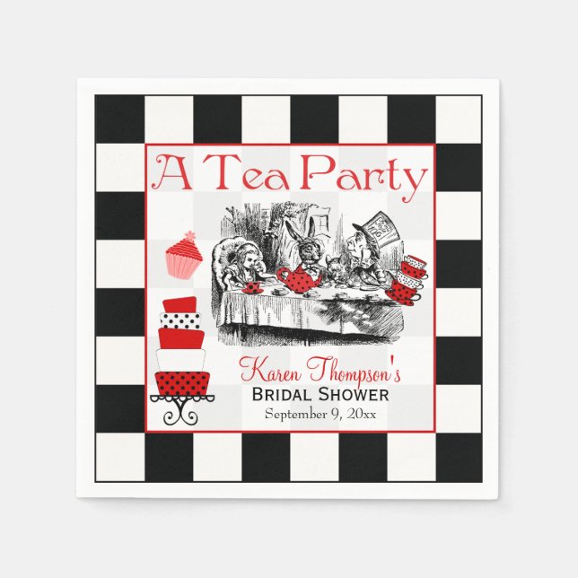 Mad Hatter Tea Party Bridal Shower Napkins (Front)