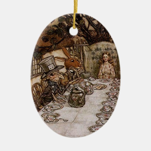 Mad Hatter Tea Party by Arthur Rackham Ornament (Front)