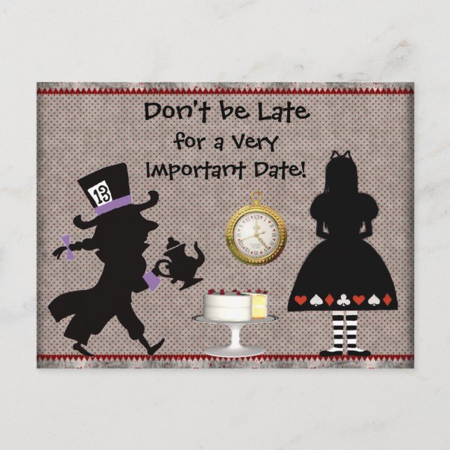 Mad Hatter Tea Party Save the Date Baby Shower Announcement Postcard (Front)