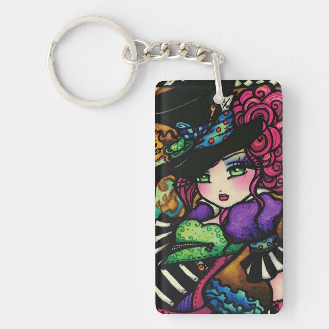 Mad Hatter & White Rabbit Alice Series Hannah Lynn Key Ring (Front)