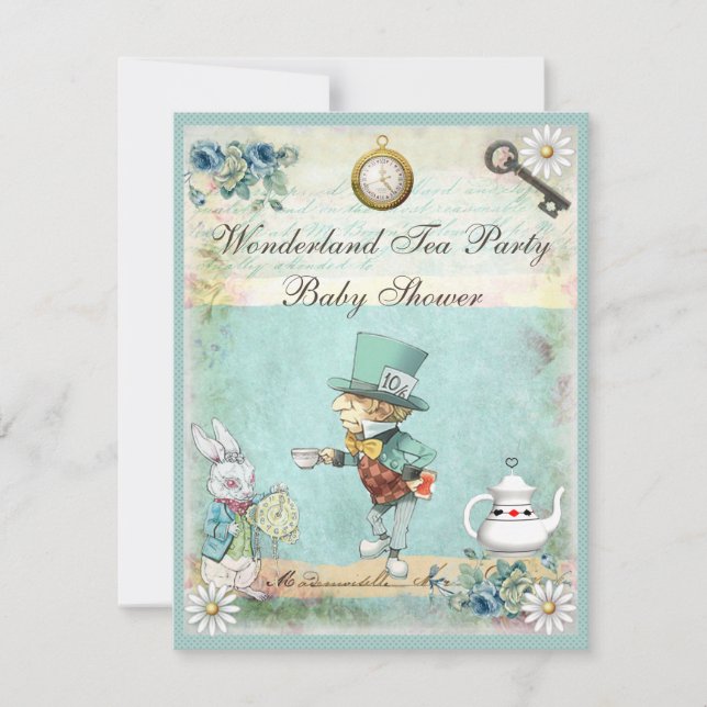 Mad Hatter Wonderland Tea Party Baby Shower Invitation (Front)