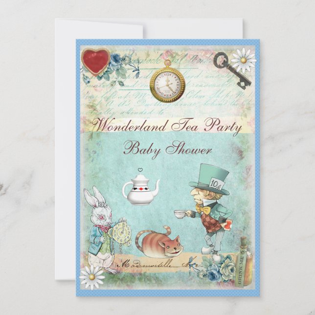 Mad Hatter Wonderland Tea Party Baby Shower Invitation (Front)