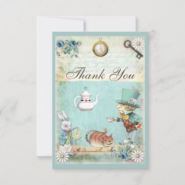 Mad Hatter Wonderland Tea Party Thank You (Front)