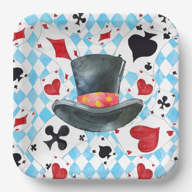 Mad Hatters Hat  Paper Plates (Front)