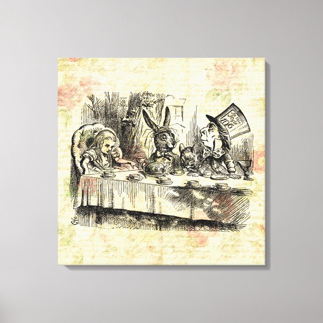Mad Hatters Tea Party Alice in Wonderland Art Canvas Print (Front)