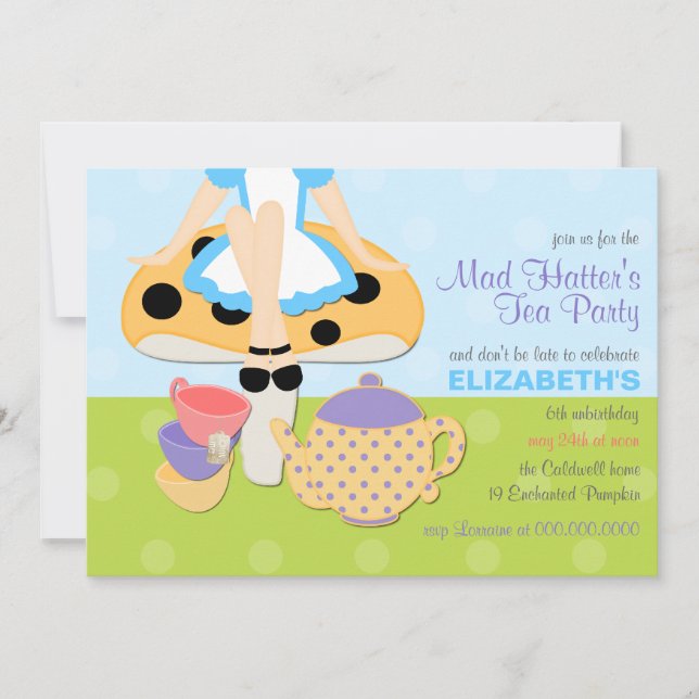Mad Hatter's Tea Party Birthday Invitation (Front)