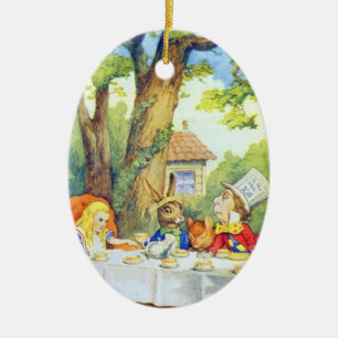 Mad Hatters Tea Party Colour Ceramic Tree Decoration