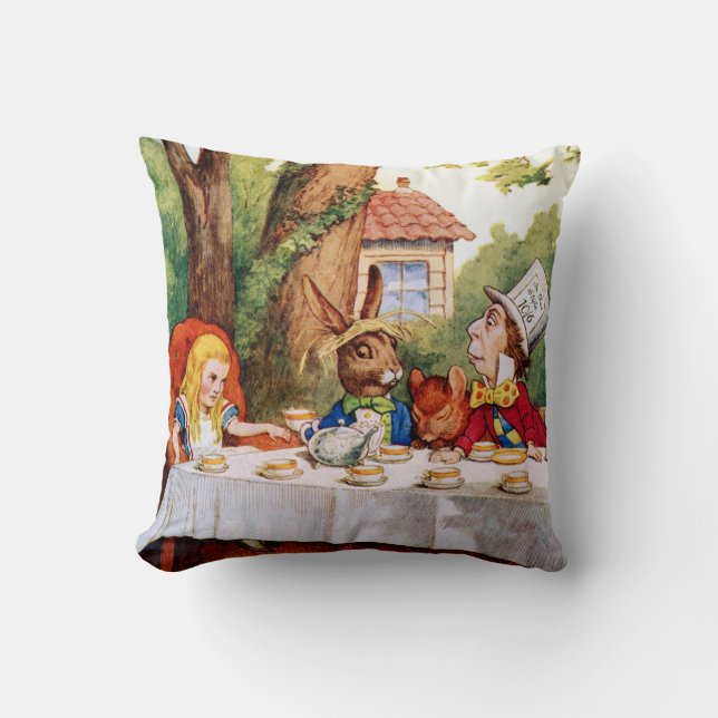 Mad Hatter's Tea Party in Wonderland Cushion (Front)