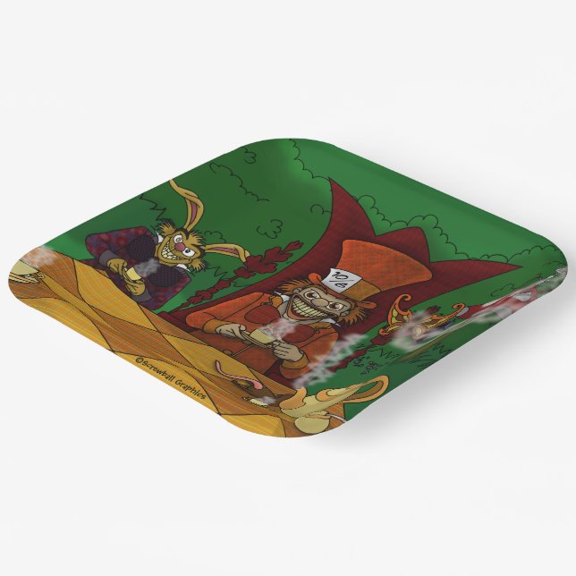 Mad Hatter's Tea Party Paper Plate (Angled)